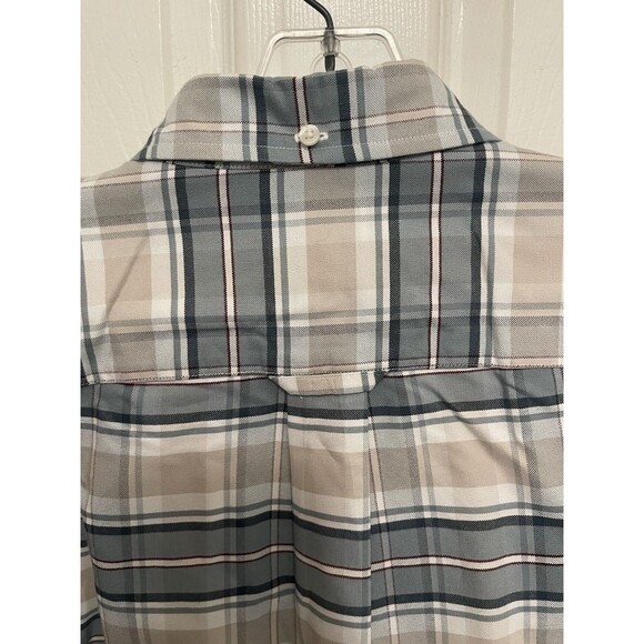 BROOKS BROTHERS Red Fleece L/S Gray Tan Plaid Button Down Collar Shirt - Sz L - Picture 6 of 7